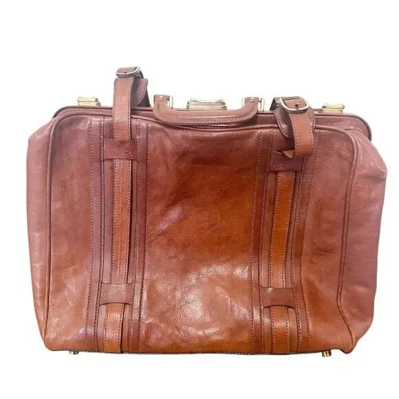 Vintage Arfango Italia Brown Leather Travel Bag
